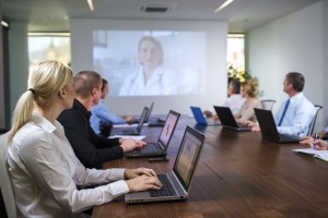 Employees inside an intelligent building